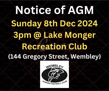 Notice of AGM - Sunday 8th December 3pm